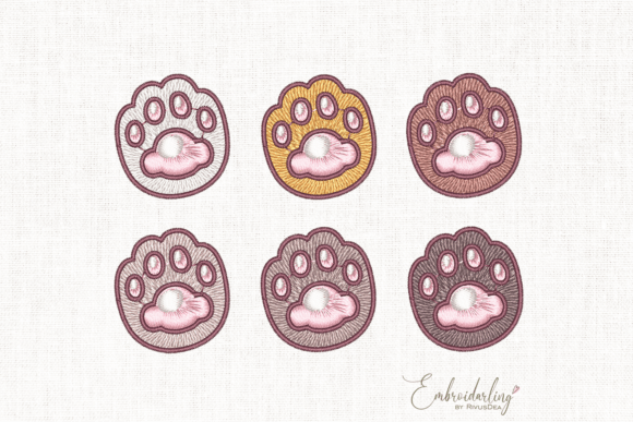 Cute Dog Cat Paw Print Embroidery Design