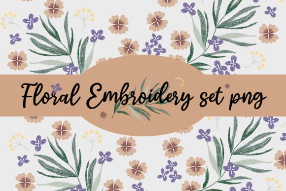 Floral Pattern Embroidery Vintage Set1
