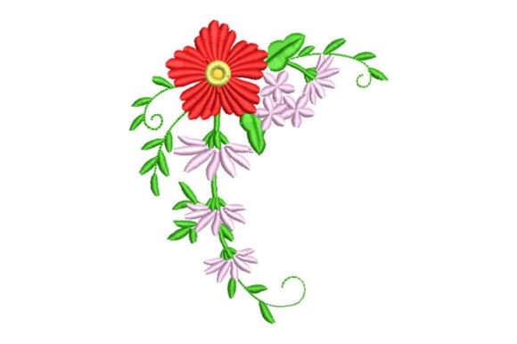 Marigold Flowers with Leaves Embroidery