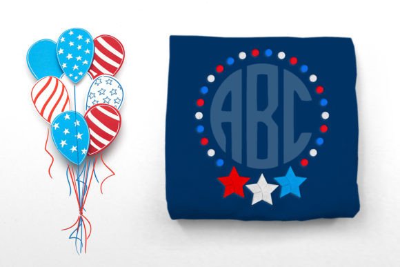 Patriotic Star Monogram Frame Embroidery