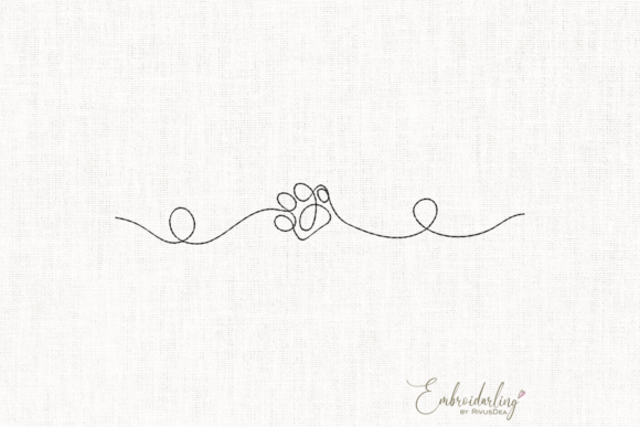 Paw Print Mono Line Embroidery Pattern