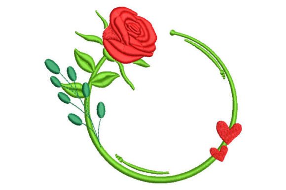 Rose with Heart Embroidery Designs