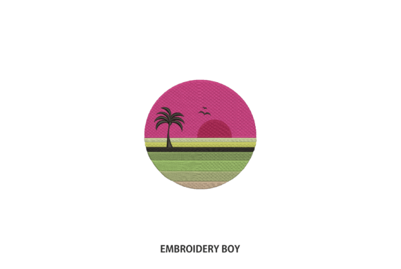 Sunset Embroidery Design, 3 Sizes