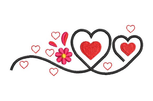 Two Hearts Together Embroidery Designs